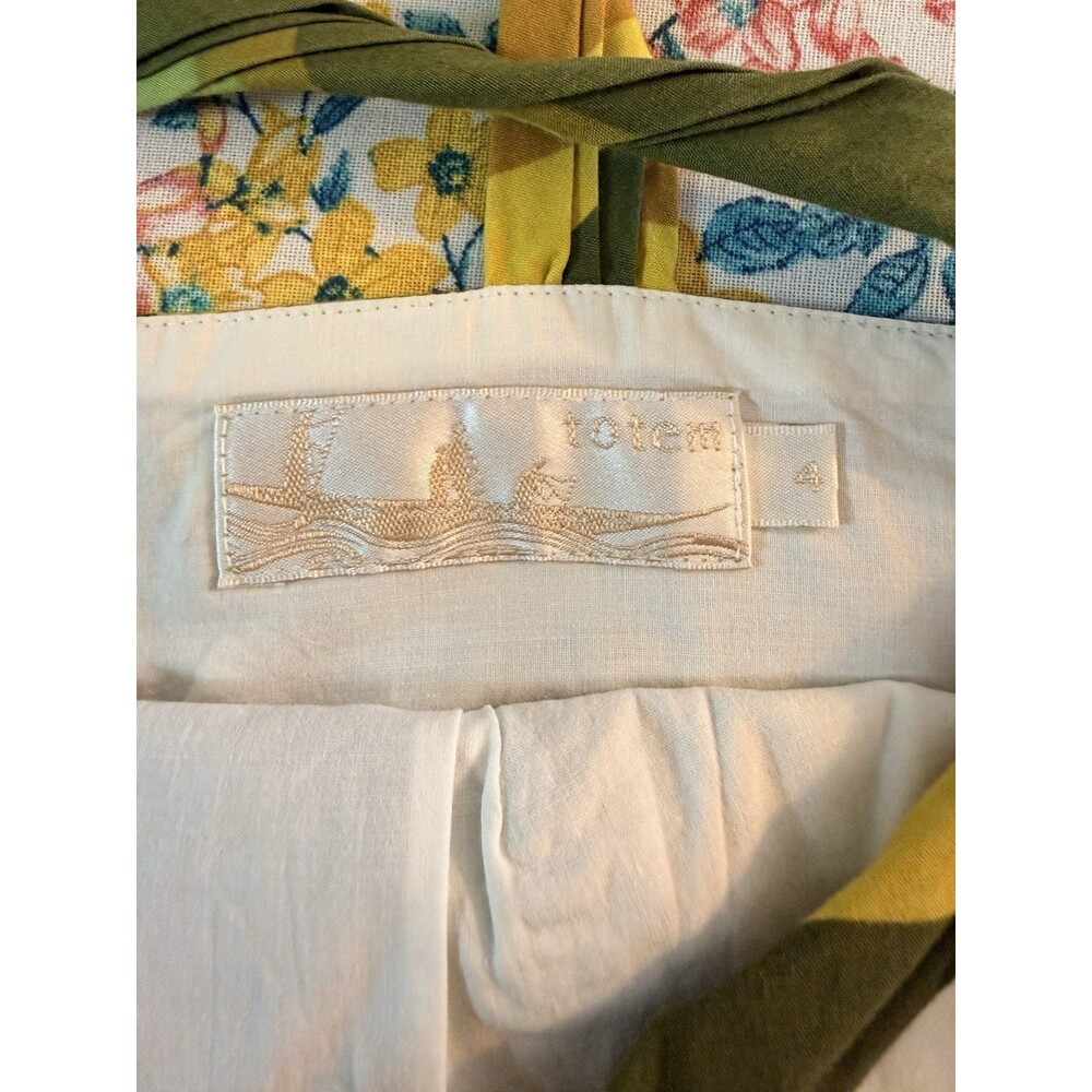 TOTEM Dress 4 Chartreuse Swirl 100% Cotton Fit N Flare VTG Inspired Summer Night - Picture 8 of 13